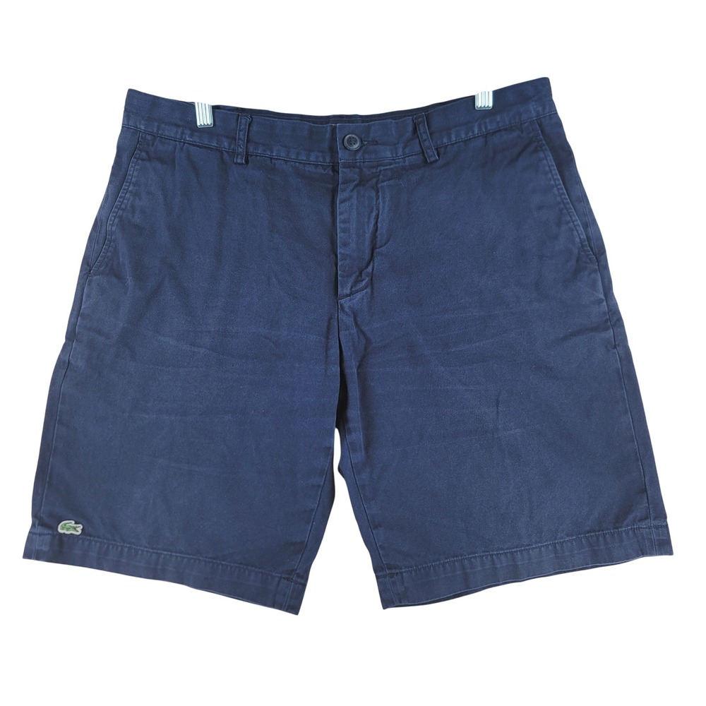 Lacoste Shorts Mens 35 Blue Classic Fit Chino Cotton Casual Preppy Everyday